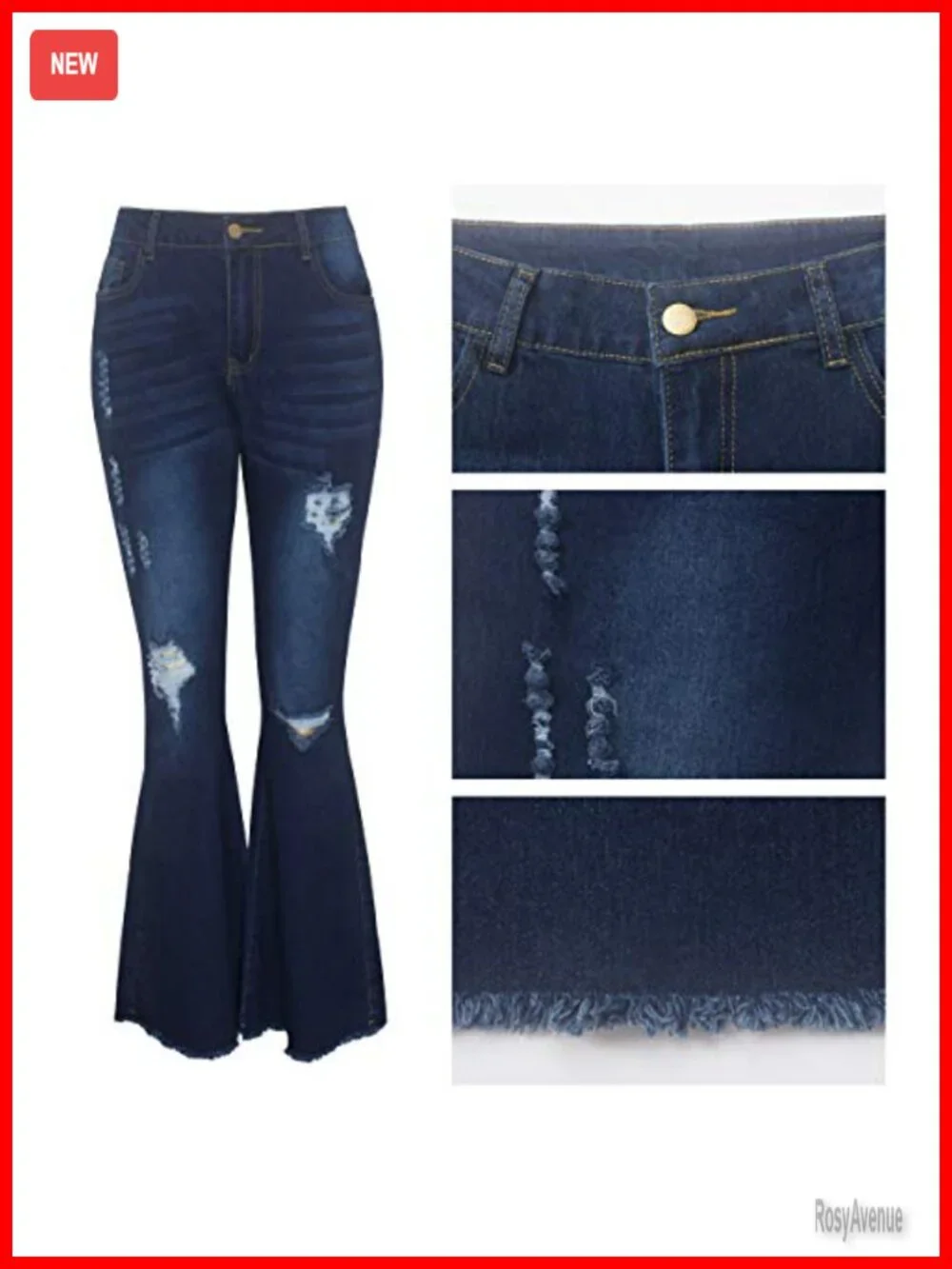 High Waist Flared Bell Bottom Jeans with Pockets Skinny Bootcut Denim Pants